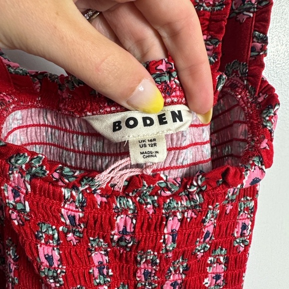 BODEN CROSS BACK JERSEY MIDI DRESS IN POINSETTIA DAINTY FLORET Size 12 Red - Picture 6 of 11